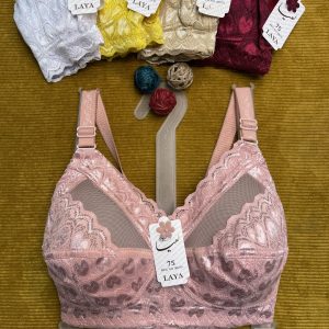 سوتین بدون فنر دانتل پروانه ای کد ۳۳۰ مارک معتبر لعیا(جین ۱۲تایی)