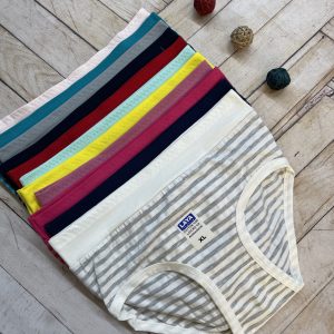 شورت فاق بلند راه راه ملانژ کد ۱۴۵ نخ پنبه اعلا مارک لعیا(جین ۱۲تایی)