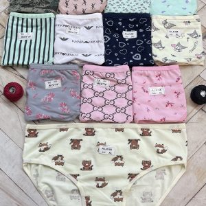 شورت نخ پنبه تمام چاپ ۱۲ طرح مارک معتبر آلکیم (جین ۱۲تایی)