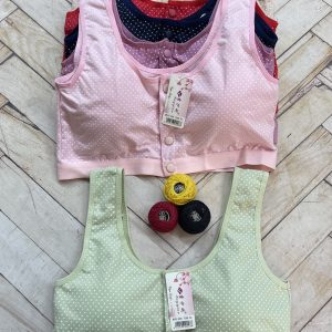 نیم تنه نخ پنبه خالدار تم پاستیلی دکمه دار (جین ۱۲تایی)