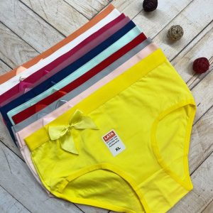 شورت فاق بلند  کد ۱۶۵جلو پاپیونی ساده نخ پنبه اعلا مارک لعیا (جین ۱۲تایی)