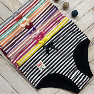 شورت فاق بلند راه راه افقی نخ پنبه اعلا مارک لعیا ( جین ۱۲ تایی )