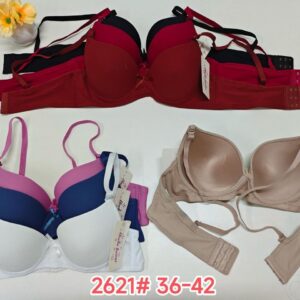 سوتین زنانه اسفنجی فنردار سوزنی کد 2621 مارک کرم ( جین 12 تایی )